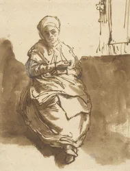 Saskia sitzt am Fenster, ca. 1638